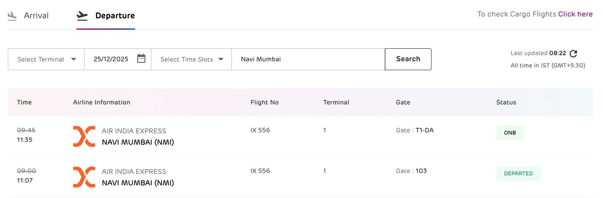 IX556 - Charter Flight from Navi Mumbai to Navi Mumbai