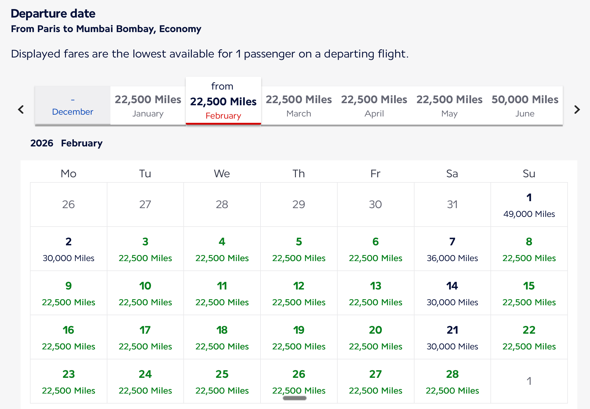 Paris to Mumbai availability