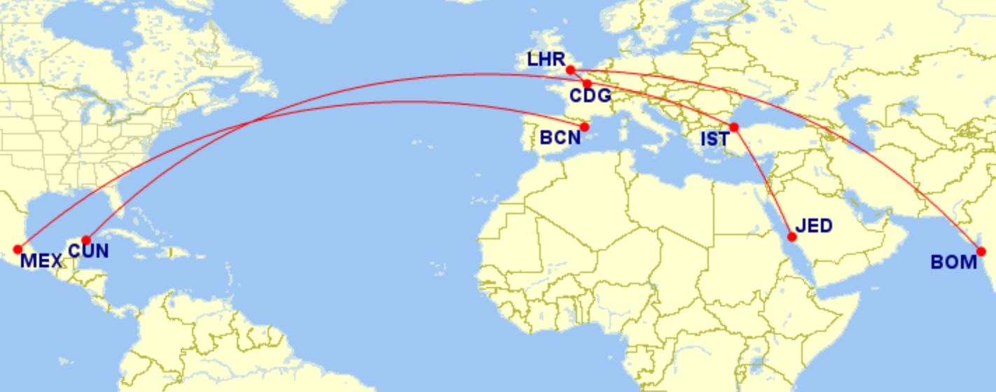 Cancun to Jeddah via Istanbul