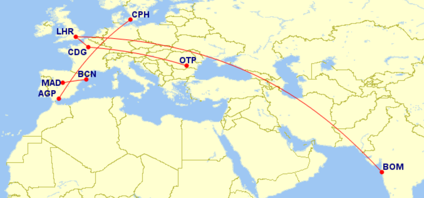 Copenhagen to Malaga